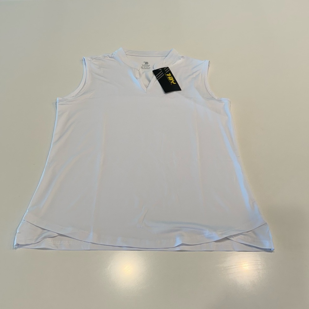 Sleeveless golf, tennis, pickleball polo shirt NWT - size L - white tank top